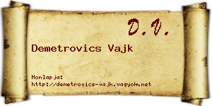 Demetrovics Vajk névjegykártya